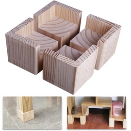 Judy1980 Set of 4 Furniture Risers, Bed Risers, Furniture Risers, Table Raisers, Elephant Base, Bed Riser Made of Wood (Size: 5 x 5 x 10 cm)