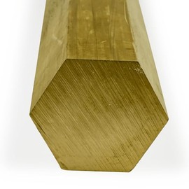 360 Brass Hex Bar, Unpolished (Mill) Finish, H02 Temper, ASTM B16 3/4" Across Flats, 12" Length, OnlineMetals