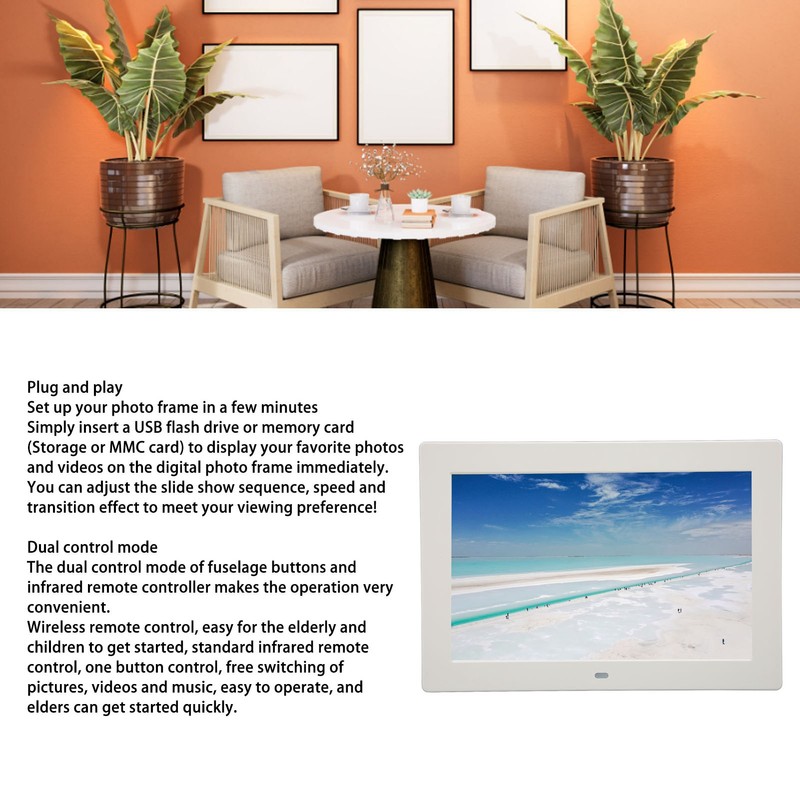 10 Inch Digital Photo Frame 1280x800 HD IPS Display Support