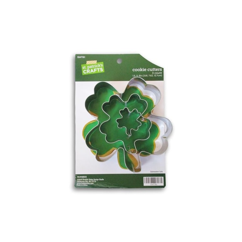 Metal St. Patrick's Day Four Leaf Clover Shamrock Shaped Cookie