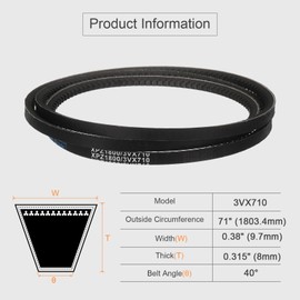 sourcing map 2pcs 3VX710 Rubber V-Belt, Raw Edge Cogged Industrial V Belt 71" Length x 0.38" Width x 0.32" Thickness