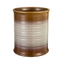 Nihow Kitchen Utensil Holder: 7.2 Inch Extra Large Ceramic Utensil Holder for Countertop - Stable Utensil Crock for Kitchen Counter Decor - Elegant Brown (1PC)