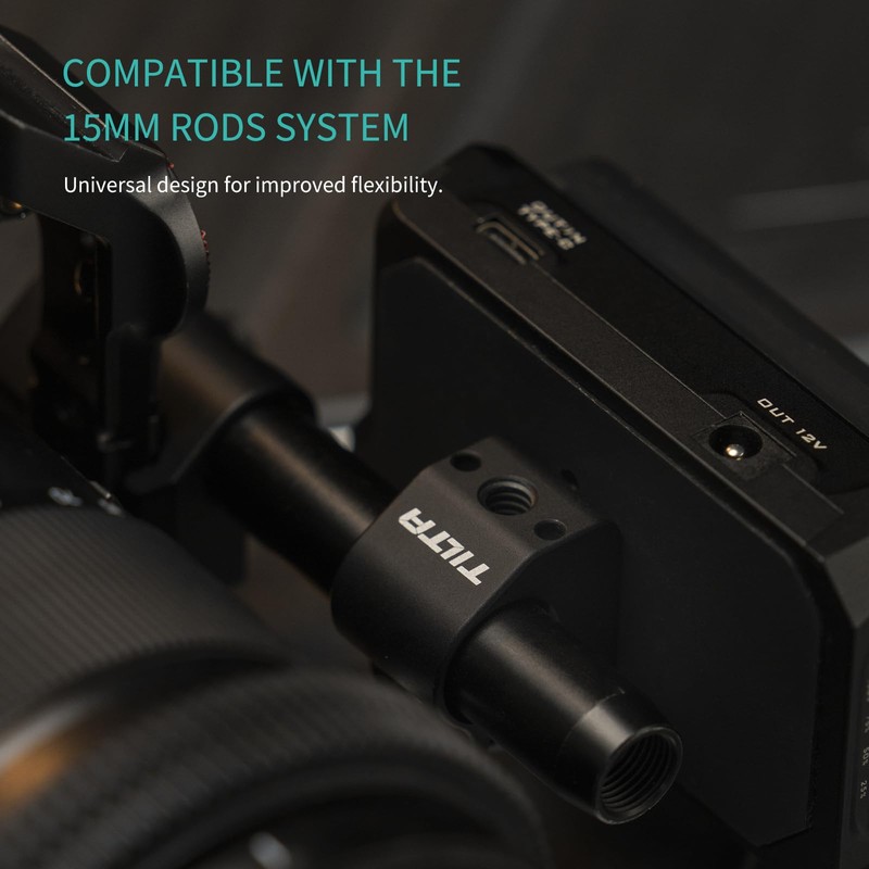 Tilta 15 mm Rod Holder on Mounting Block Black TA-15RH-MB-B