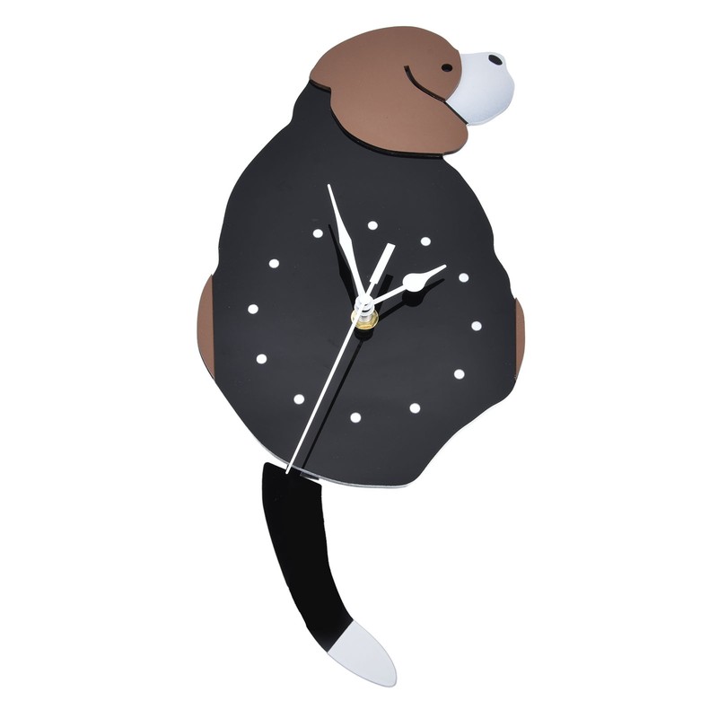 Wall Clock Self Adhesive Waterproof 3D Effect Silent Movement Dog