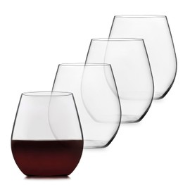 Libbey Signature Red Wine Glasses Set of 4, Elegant, Dishwasher Safe Glass Stemless Wine Glasses, Elegant Wine Glasses for Weddings, Birthdays & More