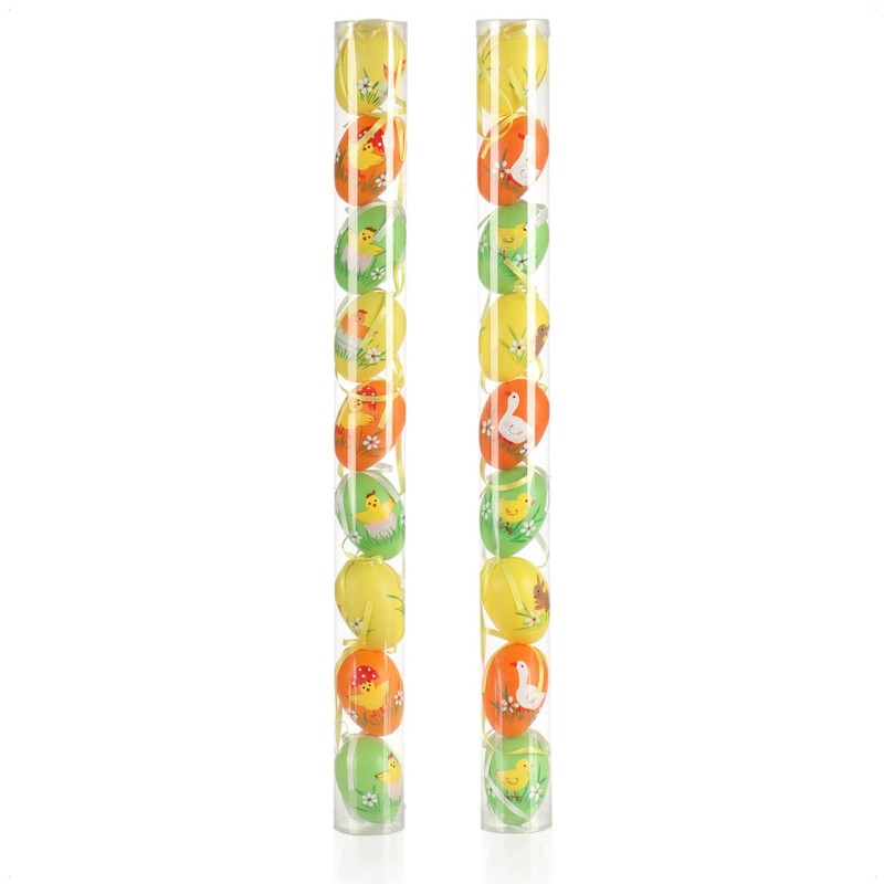 com-four® Easter Eggs in Bright Colours and Designs with Ribbon