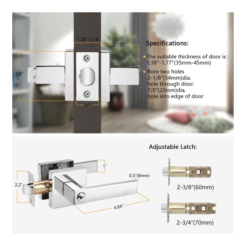 Probrico Heavy Duty Square Keyed Door Lever with Lock and