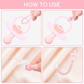 MINMUNJIU Silicone Pacifier Clip Holder, 6 Pack One Piece Soft Flexible Binky Clips Pacifier Holder Clip for Girls, Baby Girl Newborn Essentials, Teething Relief