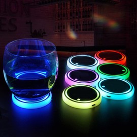 Ruiqas Car Cup Holder LED Light Mat Universal Color Changing Drink Coaster Car Interior Ambience Light