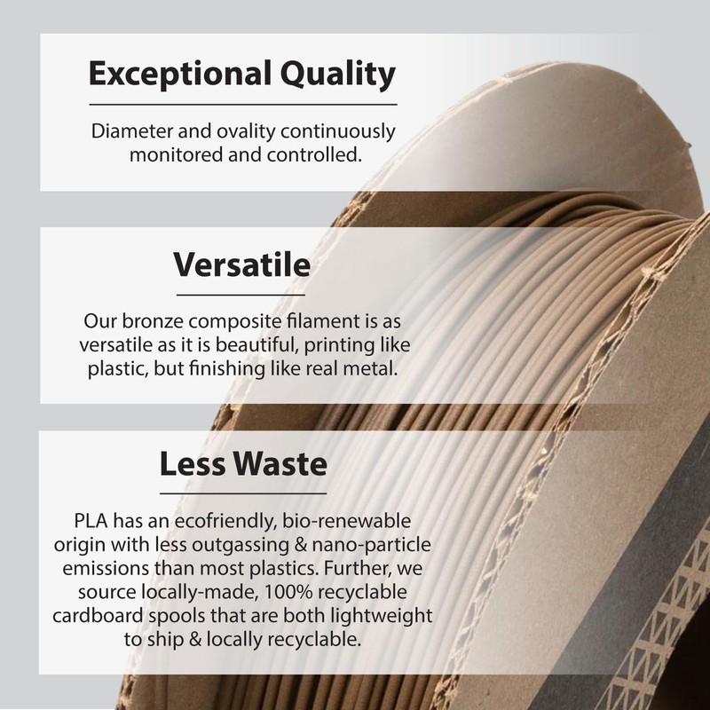 Protopasta Bronze Filled PLA 3D Printer Filament | ProtoPlant Metal-Filled