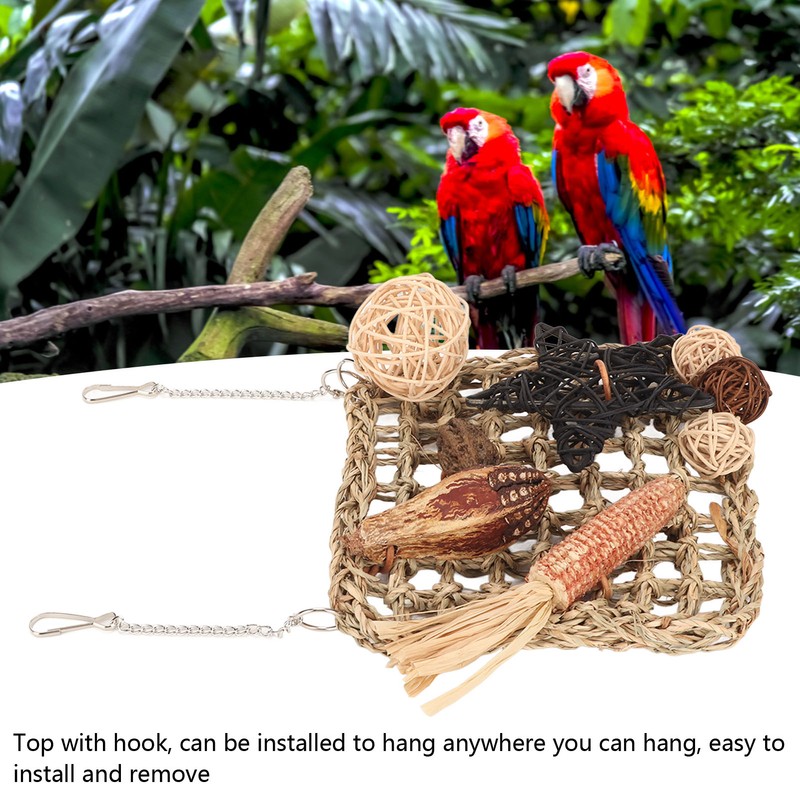Bird Foraging Wall Toy Safety Parrot Woven Hanging Mat Climbing