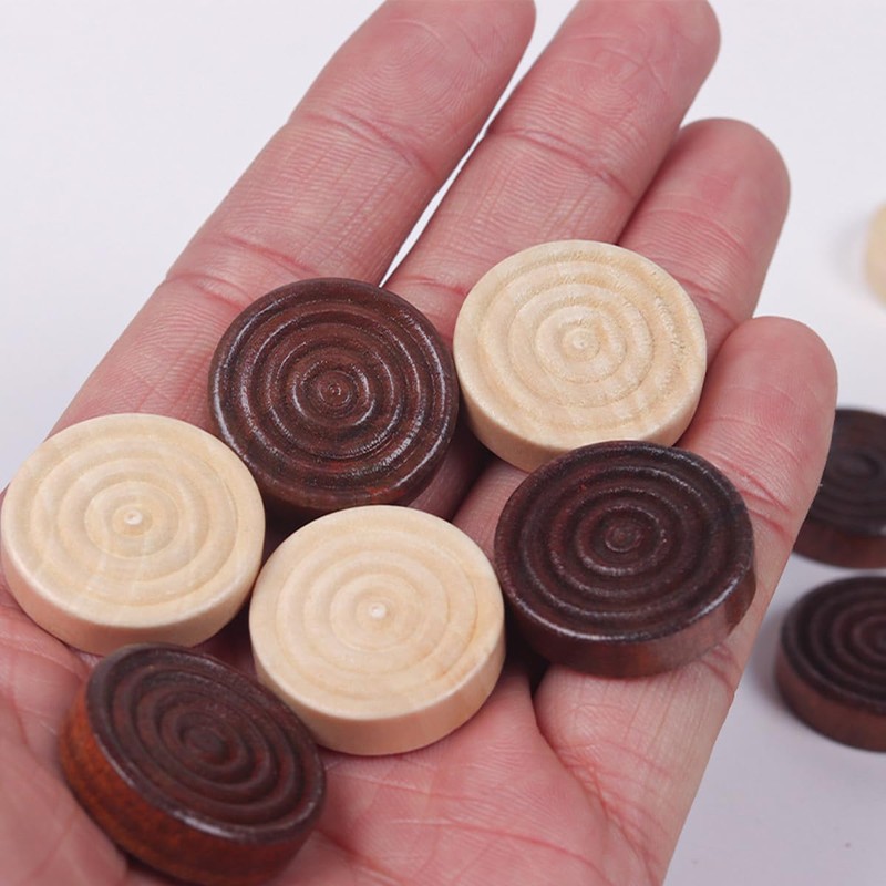Sarini Wooden Checkers Draughts Set, 24Pcs Master Of Chess, Draughts
