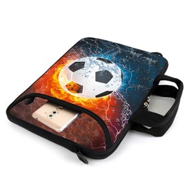 AMARY 17" Laptop Shoulder Bag Carrying Case Adjustable shoulder straps, comfortable handle, front pocket for storing mouse (Soccer)