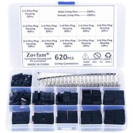 620 Pcs 2.54mm Pitch 1/2/ 3/4/ 5/6 Pin Single/Double Row Housing Connector and Male Female Crimp Pin Compatible with Dupont Connector for 3D Printer and FPV Jumper Wire, Ribbon Cable
