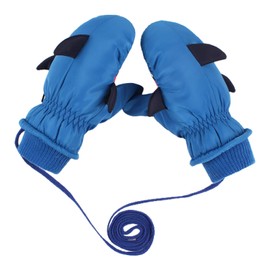 Pesaat Shark Waterproof Kids Gloves Warm Boys Girls Mitten For Winter Children Outdoor Glove With String (Royal Blue)