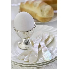 EDZARD Set of 4 Egg Spoons Mother of Pearl (Round Ends, Length 11 cm), Handmade, Real Sea Mother of Pearl, 100% Natural Product, Caviar Spoon, Mother of Pearl Spoon for Egg and Caviar, Elegant