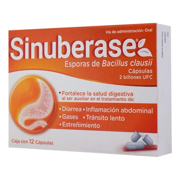Sinuberase Probióticos 2 billones de UFC 12 Cápsulas. Fortalece la