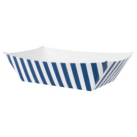 Restaurantware Bio Tek 1/2 Pound Food Boats, 400 Disposable Paper Food Trays - Heavy-Duty, Greaseproof, Striped Paper Food Boats, For Snacks, Appetizers, Or Treats, Use At Parties Or Carnivals - Restaurantware