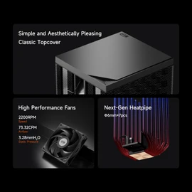 PCCOOLER CPU Air Cooler Dual-Tower, 7×6mm Heatpipes, 120mm Hydraulic PWM Fan, Anti-Deformation Bracket, Wavy Fin Stack, Copper Reflow Base, Intel LGA1851/1700 & AMD AM5 Compatible(RT720 TC BK)