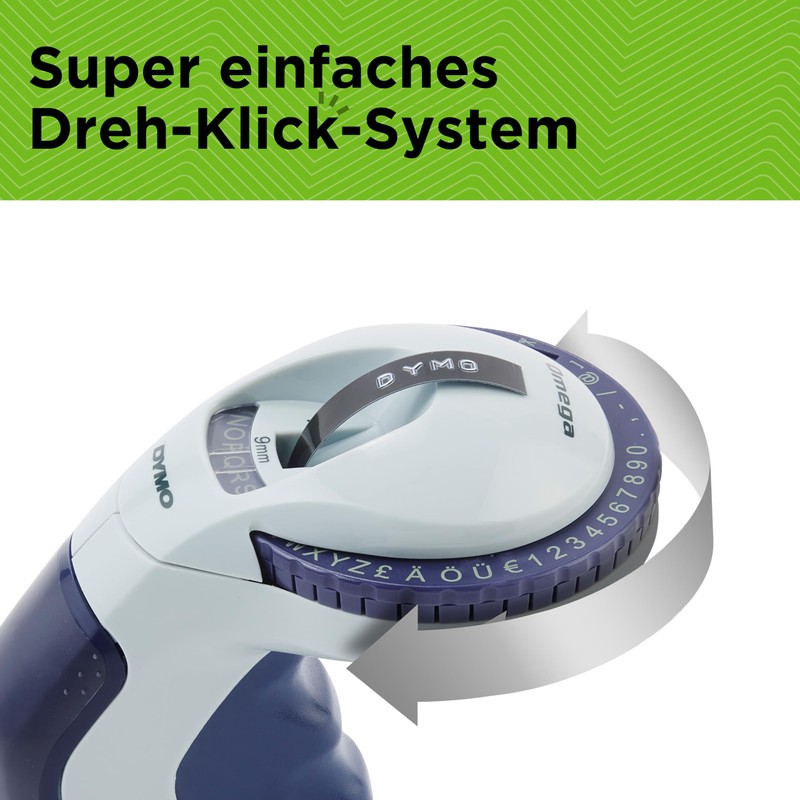 Dymo Omega Etikettenprägegerät | Ergonomisches Prägegerät mit einem intuitiven Dreh-Klick-System