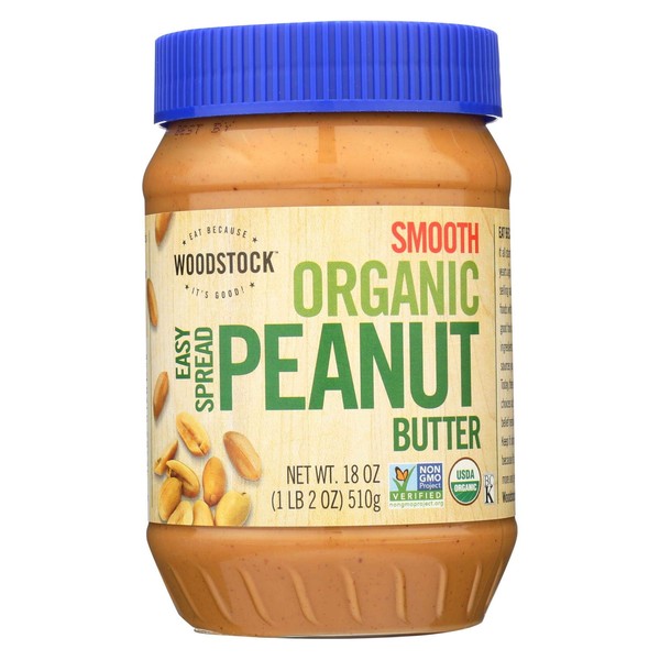Peanut Butter Organic Sprd Smth Sl 18 Oz (Pack of 12)