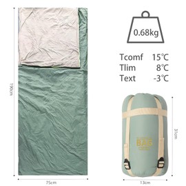 Envelope Type Sleeping Bag, Lightweight, Thermal, Sleeping Bag, For 1 Person, Outdoor, Mountain Climbing, Sleeping in Car, Disaster Prevention, Indoor Use, Camping, Spring, Summer, Autumn (Green)