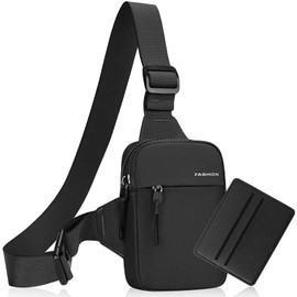 Chest Bag Men's Sling Bag Chest Crossbody Crossover Bag Shoulder Bag Men Small Women Waterproof Shoulder Bag Men Chest Bag for Men Women Travel Hiking Cycling Running Black, black