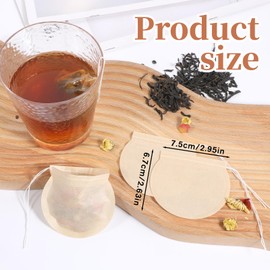 Ptwola 200 Pcs Empty Tea Bags for Loose Leaf Tea Disposable Round Natural Tea Filter Bags Unbleached Paper Infuser Sachets with Drawstring for Coffee Bath Spice Brewing Soup Brew Bags
