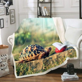 Homemissing Tortoise Strawberry Fleece Throw Blanket for Bed Sofa Couch Animal Fruit Plush Blanket Decorative Nature Themed Sherpa Blanket Warm Fuzzy Blanket Baby 30x40