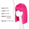 Hot Pink Short Bob Wig with Bangs,12 Inch Short Straight