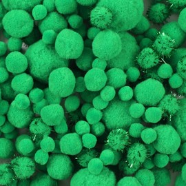 900 PCS Pom Poms, Green Bulk Pom Poms Arts and Crafts, Soft and Fluffy Craft Pom Poms, Assorted Sizes Pompoms, for Arts and Craft Making Decorations