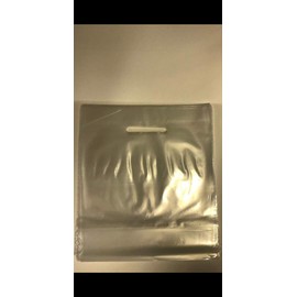 Clear Plastic Carrier Bags - 38cm x 46cm + 7cm - (1 BOX - 50 BAGS) by Plastic Carrier Bags