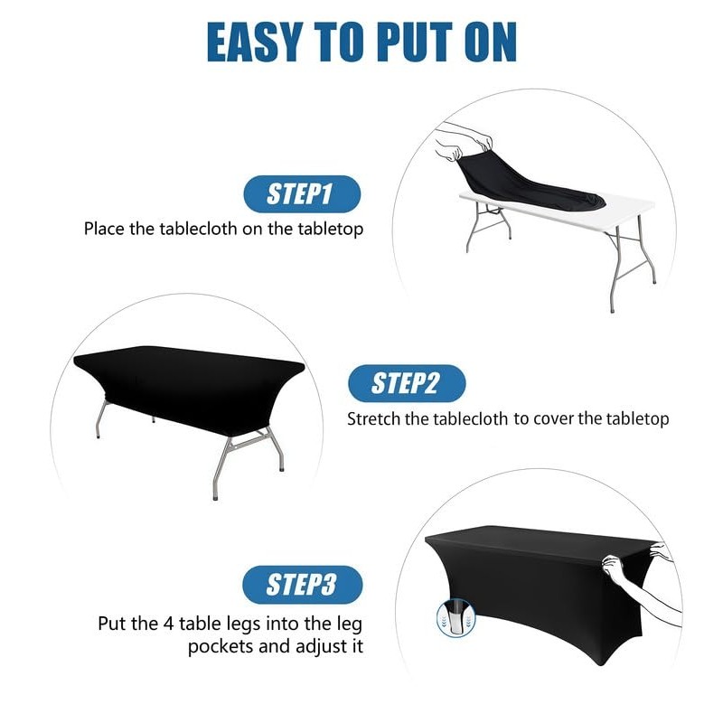 Lemict 10 Pack 8FT Rectangular Spandex Tablecloth,Wrinkle Resistant Fitted Cover