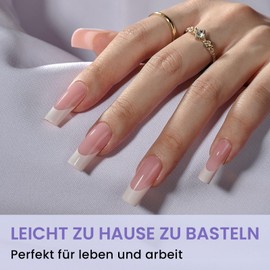 BTArtbox Square Nail Tips - Pre-Shaped Semi-Matte Fake Nails Gelly Artificial Nails for Women, Salon, 320 Pieces, 16 Sizes