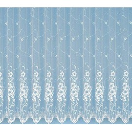 Elegant Jacquard Net Curtains Florentine Look Curtains Pure White with Flowers Requirements Tested High-Quality Floaty Drop... unpack, hang up, done! Type 261.