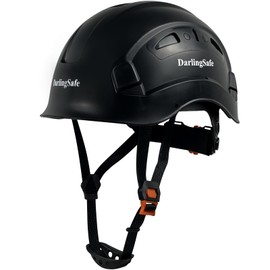 DarlingSafe DR08 Construction Safety Helmet ABS Hard Hat Adjustable Ventilation Hardhats Industrial Work Head Protection for Men Certified ANSI/ISEA Z89.1 Industrial (DR08-Black Hard Hat)