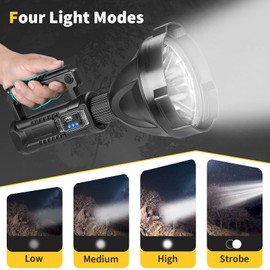 Yongkist Super Bright Rechargeable LED Spotlight,Handheld Tactical Flashlight 4 Modes High Power Portable Waterproof Searchlight for Outdoor Tripod, Adpater and USB Cable Included