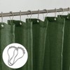 KOUFALL Olive Green Waterproof Linen Fabric Shower Curtain for Bathroom