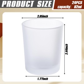 SiliFine Set of 24 Frosted White Glass Votive Candle Holders Frosted Votive Candle Holders Bulk Wedding Party Birthday Centerpieces Spa Supplies Home Decorations
