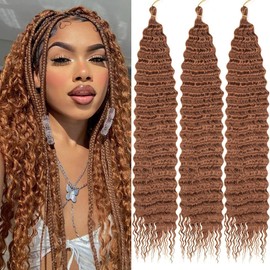 Alaleibaby Curly Braiding Hair 22 inch Ocean Wave Crochet Hair for Black Women 3 Packs Long Deep Wave Wet and Wavy Braiding For Boho Braids.