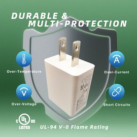 SinitoAula UL Listed USB Wall Charger Block (5W, White, 3pcs), 5V 1A Power Adapter for Outlet, Plug for Cell Phones, Tablets, Earphones, Power Banks, Smart Wearables, Toys and More Electronic Gadgets