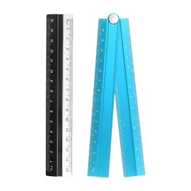 HARFINGTON Folding and Straight Ruler Kit 30/15cm Metric Aluminum Alloy Plastic Protractor Foldable Angle Ruler for Home Classroom Office, Blue
