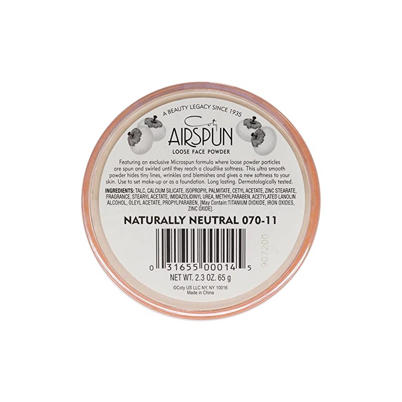 Coty Airspun Face Powder, Naturally Neutral, 2.3 oz, Natural Tone