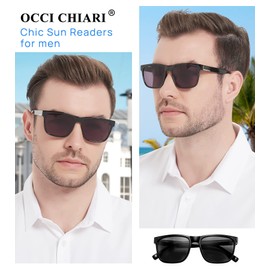 OCCI CHIARI Large Reading Sunglasses for Men 2.00 Vintage Sun Readers Full Lens Reader 1.0 1.25 1.5 1.75 2.0 2.25 2.5 2.75 3.0 3.5 (Black,not bifocal)