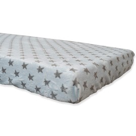 Babyline BACOESCE Unisex Winter Fitted Sheet, Super Soft, Breathable and Hypoallergenic, Rubberised Adjustable Corners (Sky Blue Star, Cot 60 x 120 cm)