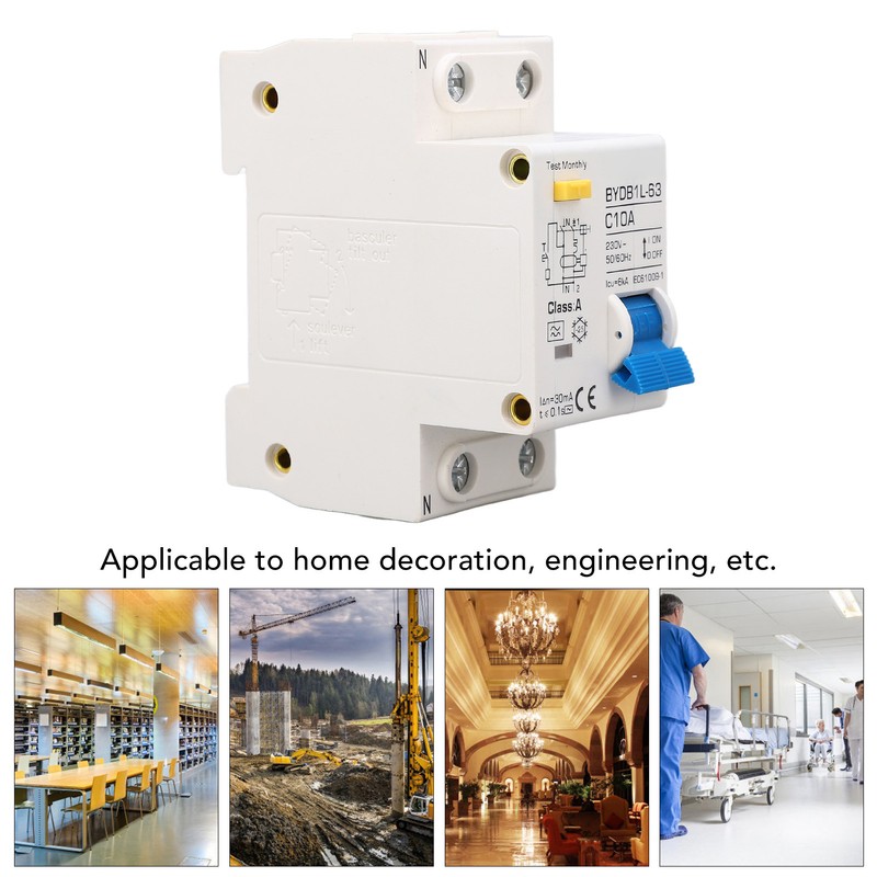 Circuit Breaker 1P+N Leakage Protection Switch 10A 230V AC DIN
