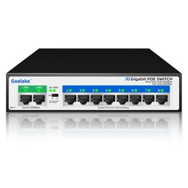 8 Port Gigabit PoE Switch with 2*1000Mbps Uplink, Unmanaged 10 Port Gigabit POE Switch Compatible with IEEE 802.3af/at Devices@120W, AI PoE Auto Recovery&Extend, Vlan, Metal Pluy&Play