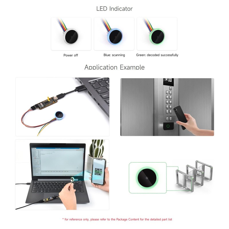 Waveshare Round 2D Codes Scanner Module, Barcode/QR Code Reader, with