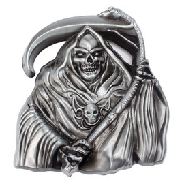 Longcreek Skull Belt Buckle for Men, Punk Skull Belt Buckle, Gothic Skull Head Belt Buckle, Sickle Skull Skeleton Belt Buckle, Western Cowboy Belt Buckle, Vintage Punk Rock Belt Buckle