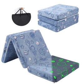 MeMoreCool Foldable Floor Mattress for Kids, Toddler Floor Nap Mat for Sleeping Daycare, Small Child Foldable Mattress Floor Bed, Trifold Futon Portable Tri Folding Mattress, Glow 57x22 Inch